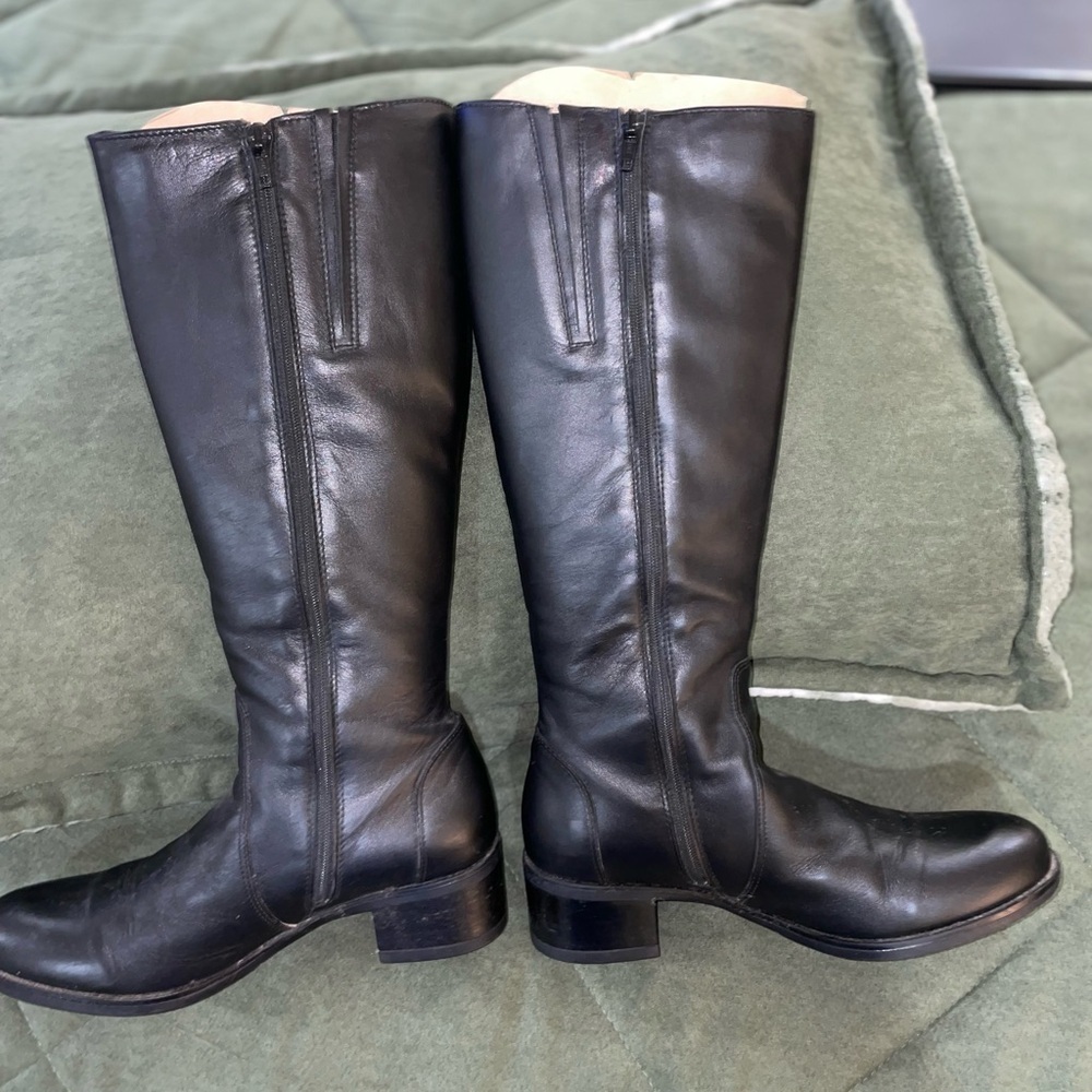 Black Leather Knee-High Boots